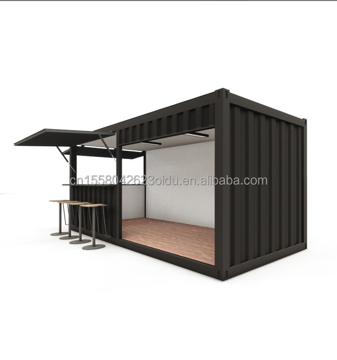 20ft Steel Frame Prefabricated Food Booth Container with Aluminum ...