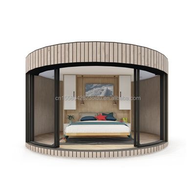 Customized Color Galvanized Steel Square Tubes Main Structure Prefabricated Wooden Round House Garden Hotel Wooden House