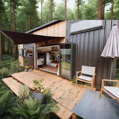 Galvanized Steel Square Tubes Modified Prefabricated Shipping Container House for Forest Vacation Cabin Office or Villa