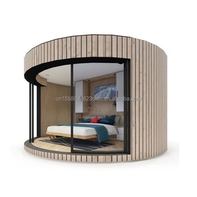 Customized Color Galvanized Steel Square Tubes Main Structure Prefabricated Wooden Round House Garden Hotel Wooden House