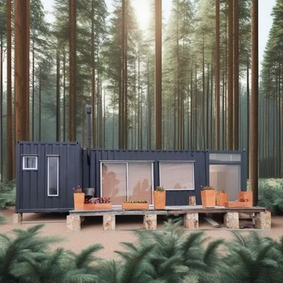Galvanized Steel Square Tubes Modified Prefabricated Shipping Container House for Forest Vacation Cabin Office or Villa
