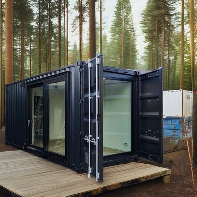 Galvanized Steel Square Tubes Modified Prefabricated Shipping Container House for Forest Vacation Cabin Office or Villa