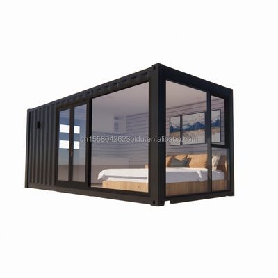 Hotel 20ft Modular Prefabricated Container House with Big One-Sided Glass Sunroom and Aluminum Alloy Windows