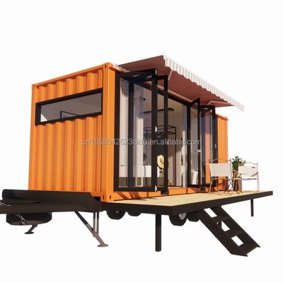 Modern Mini Mobile Tiny Trailer Container House with Steel Frame Galvanized Steel Bending and Sandwich Panel Material Wheels