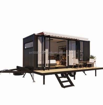 Modern Mini Mobile Tiny Trailer Container House with Steel Frame Galvanized Steel Bending and Sandwich Panel Material Wheels