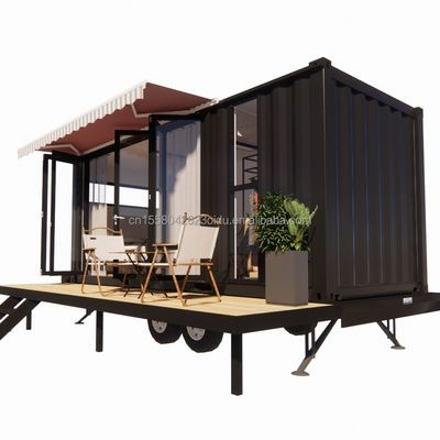 Modern Mini Mobile Tiny Trailer Container House with Steel Frame Galvanized Steel Bending and Sandwich Panel Material Wheels