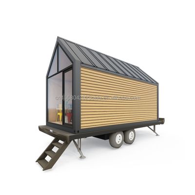 Galvanized Steel Square Tubes Modern Triangular Wooden Container House on Wheels for Outdoor Coffee Sales and Design Style