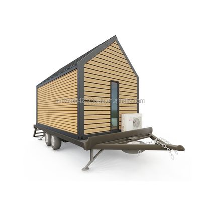 Galvanized Steel Square Tubes Modern Triangular Wooden Container House on Wheels for Outdoor Coffee Sales and Design Style