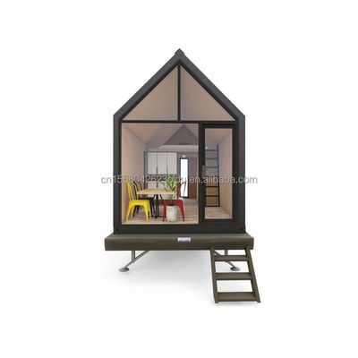 Galvanized Steel Square Tubes Modern Triangular Wooden Container House on Wheels for Outdoor Coffee Sales and Design Style