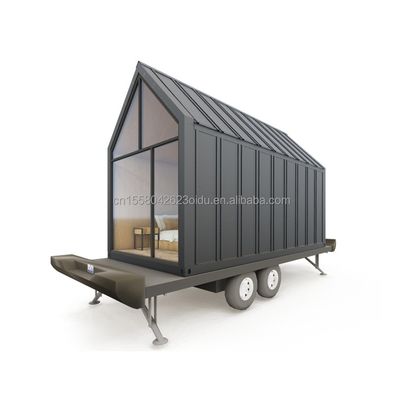 Galvanized Steel Square Tubes Modern Triangular Wooden Container House on Wheels for Outdoor Coffee Sales and Design Style