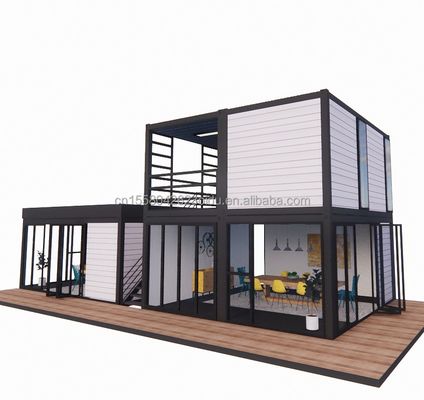 Wall 50/75/100mm Wave Sandwich Panel Customizable 20ft Container House Combination Three Bedrooms Four Bedroom Prefab with Carport Living Apart