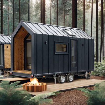 Modern Design Prefab House Wall 75mm Wave Sandwich Panel 20ft Foldable Container House on Wheels