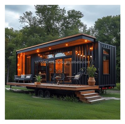 Galvanized Steel Square Tubes Main Structure for Modern Tiny House on Wheels Portable Prefab Container House Design