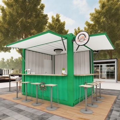 Convenient Sandwich Panel 10FT Prefab Kiosk Booth for Coffee Shops and Fast-Food Restaurants Galvanized Steel Bending 180g