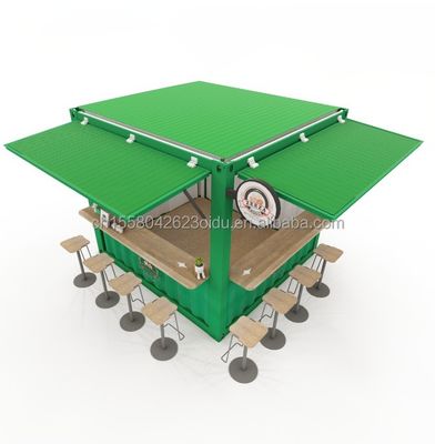 Convenient Sandwich Panel 10FT Prefab Kiosk Booth for Coffee Shops and Fast-Food Restaurants Galvanized Steel Bending 180g
