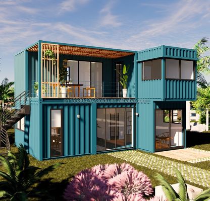 Customized Color 20ft Flat Pack Living Steel Frame Modular Home Prefab Sandwich Panel Shipping 3 Bedroom Container House