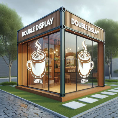 Wall 50mm Wave Sandwich Panel Hotel Pop-up Container Coffee Restaurant Bar Cafe Kiosk Booth with Steel Prefabricated House
