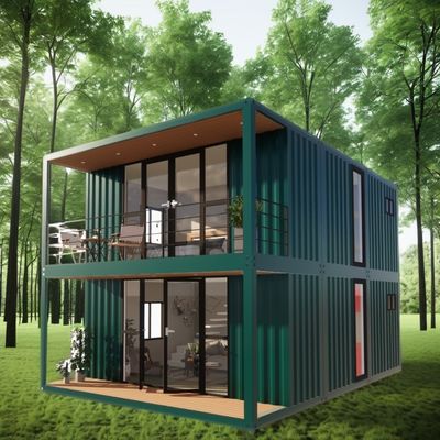 Customizable Double-Story Container House for Seaside Vacation Fireproof Prefabricated Forest Villa Resort Sizes 20ft 40ft