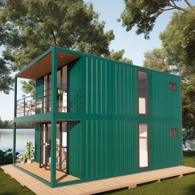 Customizable Double-Story Container House for Seaside Vacation Fireproof Prefabricated Forest Villa Resort Sizes 20ft 40ft