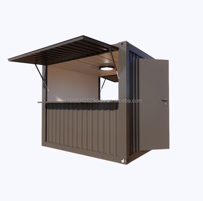 Hotel Fast Food Kiosk Booth with Galvanized Steel Square Tubes and Customization 10FT Mini Pop-up Shop Container Coffee Shop