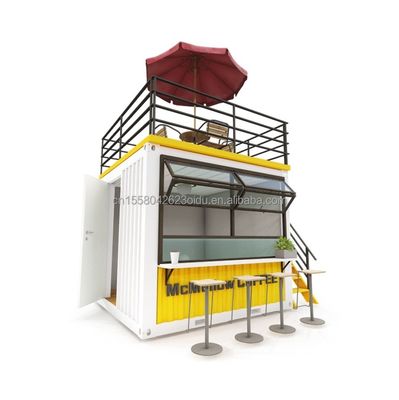 EU 10ft Mini Pop-up Shop Container Coffee Shop Bar Fast-food Restaurant Convenience Store with 50mm Wall Wave Sandwich Panel