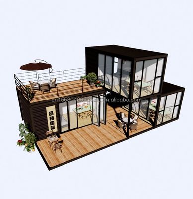 Outdoor Luxury Two Bedroom Modern Design Prefab Container House with Flat Pack Steel and Sandwich Panel Outdoor