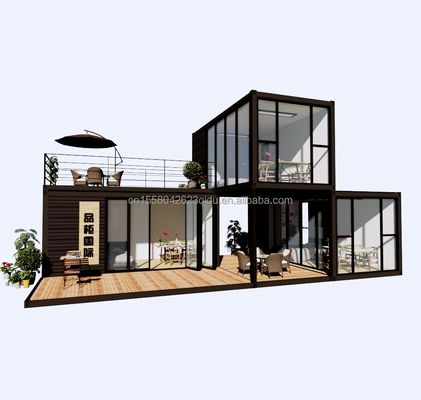 Outdoor Luxury Two Bedroom Modern Design Prefab Container House with Flat Pack Steel and Sandwich Panel Outdoor