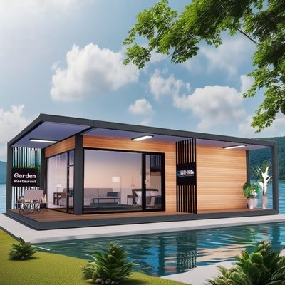 Modern Design 20ft/40ft Prefabricated Container House with Wooden Glass House