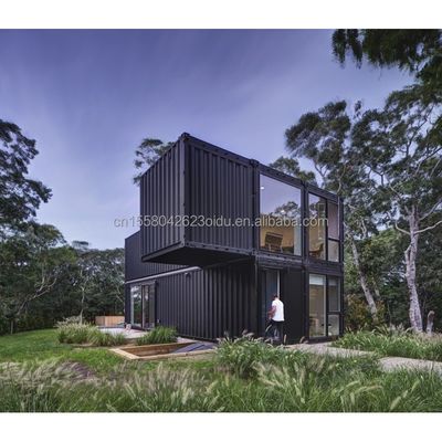 Residential 20ft Prefab Container House with Glass Wall Office Villa and Two-Storey Flat Pack Assembly