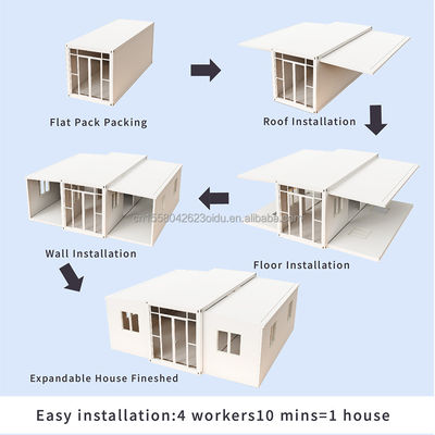 Residential or Office 20ft Expandable Container House with Two Bedrooms and Aluminum Alloy Windows in Modern Style