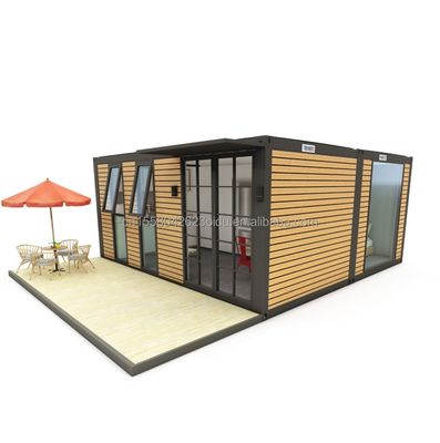 20ft or 40ft Portable Tiny Home Prefabricated Light Steel Villa Modular Prefab Houses with Galvanized Steel Square Tubes