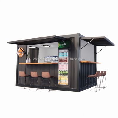 Shop Supermarket 10-12FT Container Mobile Cafe Steel Structure with Wooden Houses Design in Modern Style and High Qualit