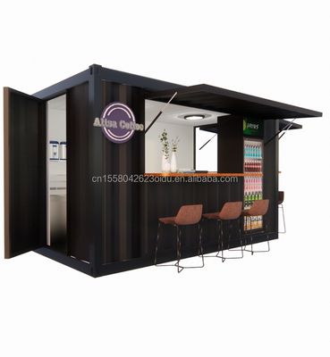 Shop Supermarket 10-12FT Container Mobile Cafe Steel Structure with Wooden Houses Design in Modern Style and High Qualit