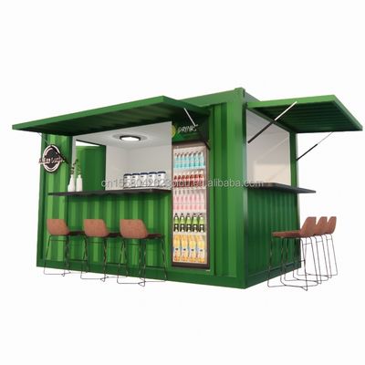 Shop Supermarket 10-12FT Container Mobile Cafe Steel Structure with Wooden Houses Design in Modern Style and High Qualit