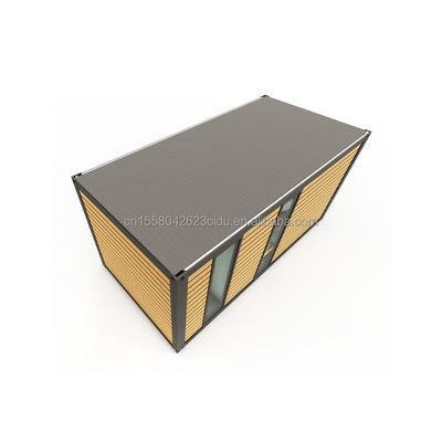 20ft Modern Prefabricated Steel Container House Wooden Color Living Prefab Residential Tiny House Couple Hotel Room