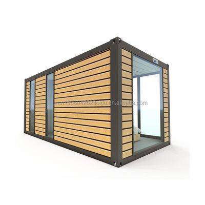 20ft Modern Prefabricated Steel Container House Wooden Color Living Prefab Residential Tiny House Couple Hotel Room
