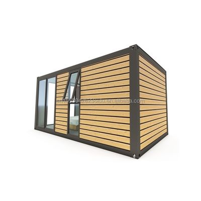 20ft Modern Prefabricated Steel Container House Wooden Color Living Prefab Residential Tiny House Couple Hotel Room