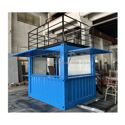 Steel Frame and Galvanized Steel Bending Prefabricated Container Restaurant Store Food Booth 10 Feet with Container Houses