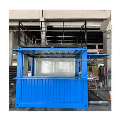 Steel Frame and Galvanized Steel Bending Prefabricated Container Restaurant Store Food Booth 10 Feet with Container Houses