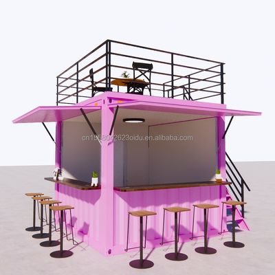 Steel Frame and Galvanized Steel Bending Prefabricated Container Restaurant Store Food Booth 10 Feet with Container Houses