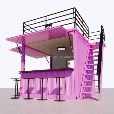 Steel Frame and Galvanized Steel Bending Prefabricated Container Restaurant Store Food Booth 10 Feet with Container Houses