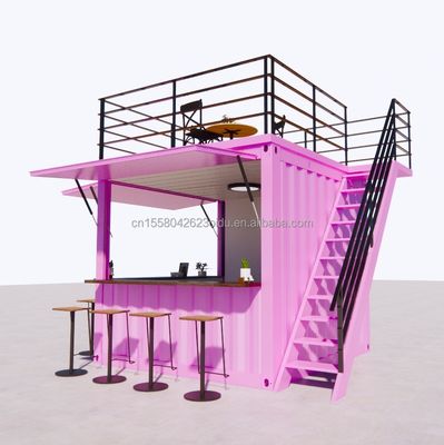 Steel Frame and Galvanized Steel Bending Prefabricated Container Restaurant Store Food Booth 10 Feet with Container Houses