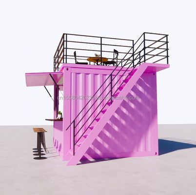 Steel Frame and Galvanized Steel Bending Prefabricated Container Restaurant Store Food Booth 10 Feet with Container Houses