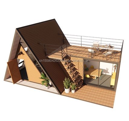 Triangle House A Frame House Kit For Living With 50/75/100mm Wave Sandwich Panel Wall and Log