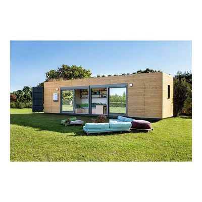 Wall 50/75/100mm Wave Sandwich Panel Expandable Steel Outdoor Living Unit Wooden Prefab House for Mobile Living 20ft/40ft