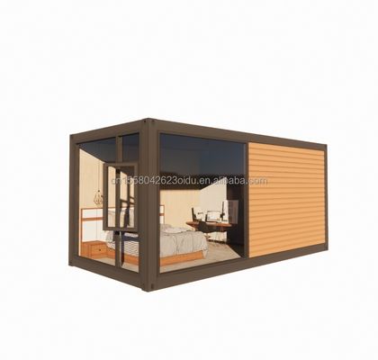 Wall 50/75/100mm Wave Sandwich Panel Expandable Steel Outdoor Living Unit Wooden Prefab House for Mobile Living 20ft/40ft