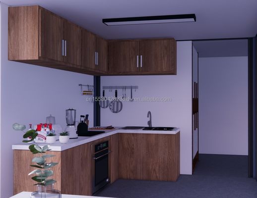 2 Bedrooms Prefabricated Tiny Home Made of Steel Material for Modern Design Wooden Residential Home in Outdoor Office