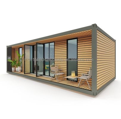 40ft Luxury Container Wooden House with 2 Bedrooms Prefabricated Home Office Modern Design Galvanized Steel Bending 180g