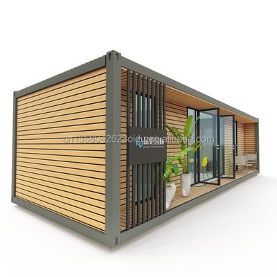 40ft Luxury Container Wooden House with 2 Bedrooms Prefabricated Home Office Modern Design Galvanized Steel Bending 180g