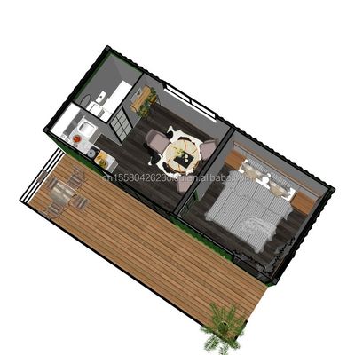 Customized Color Wooden Homes for Family Made of Steel Sandwich Panel and Galvanized Steel Square Tubes